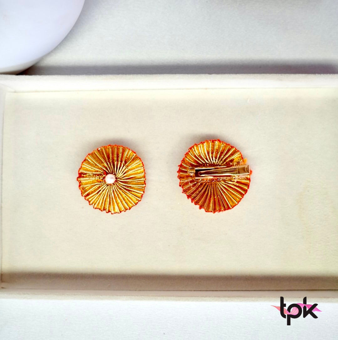 Handmade Gotta Hair Clips Pair - Light Gold & Dark Gold