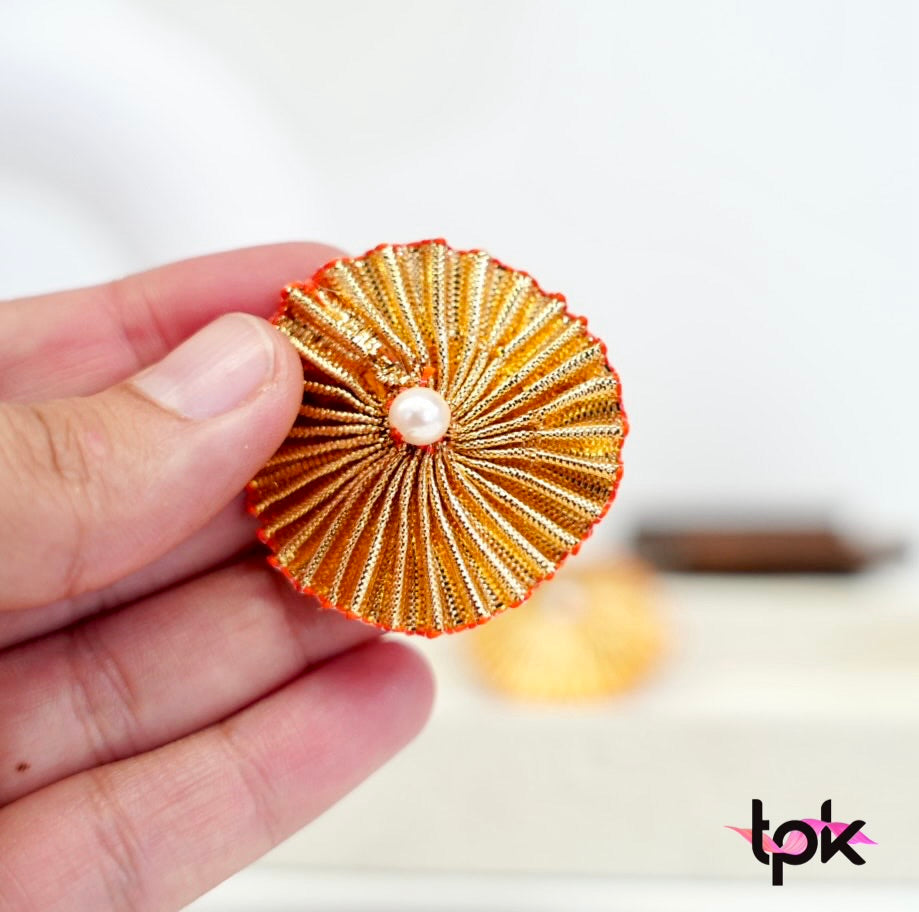Handmade Gotta Hair Clips Pair - Light Gold & Dark Gold