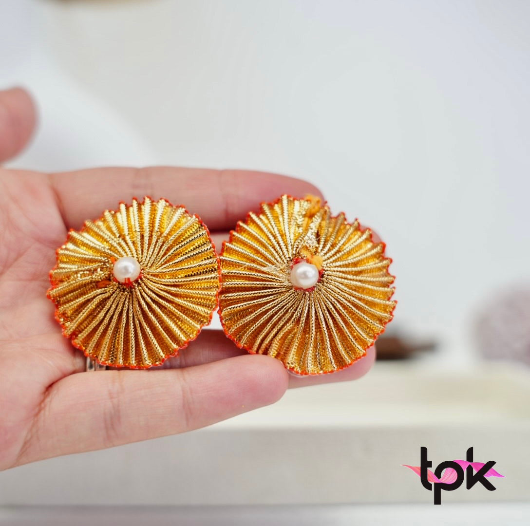 Handmade Gotta Hair Clips Pair - Light Gold & Dark Gold