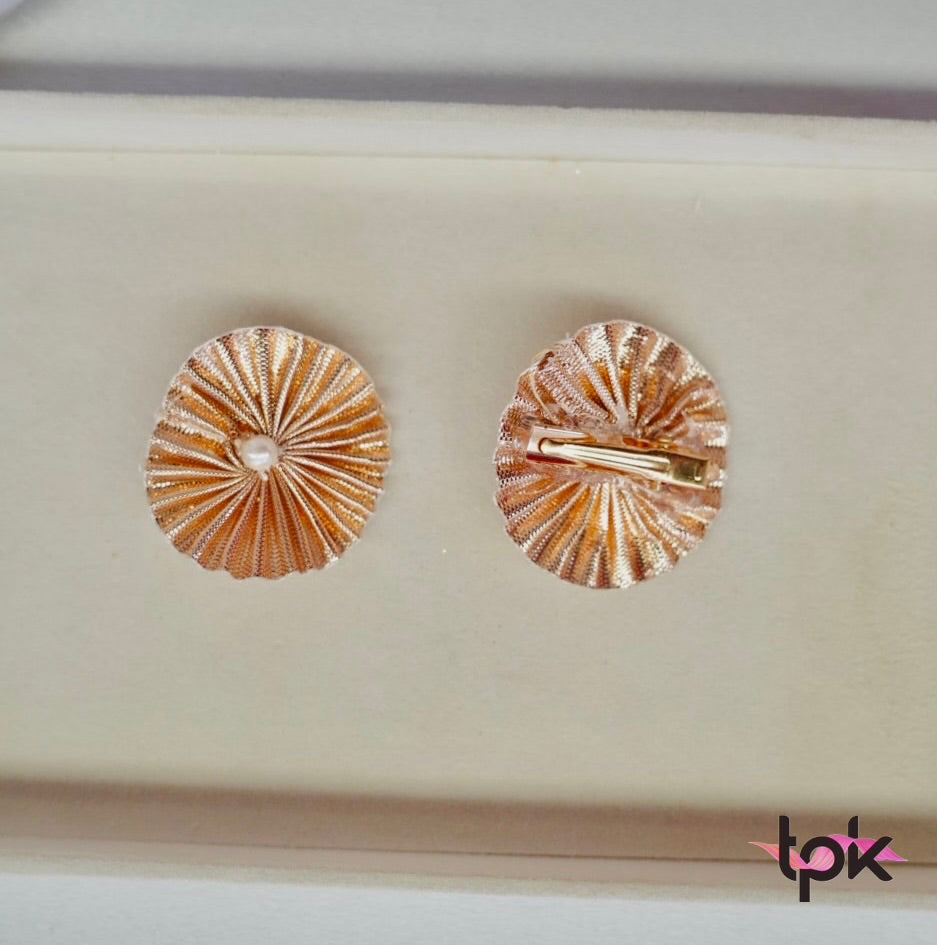 Handmade Gotta Hair Clips Pair - Light Gold & Dark Gold