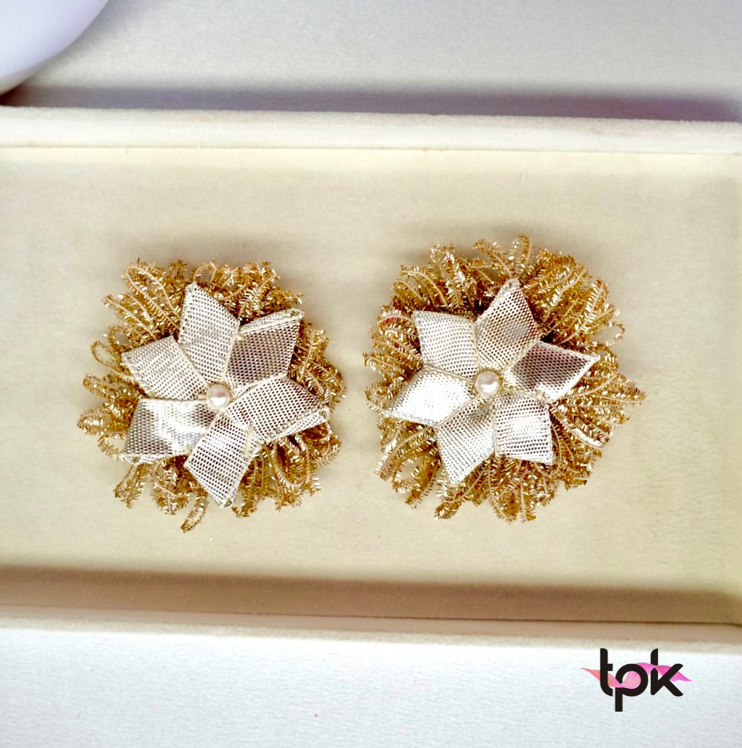 Handmade Gotta Hair Clips Pair - Light Gold