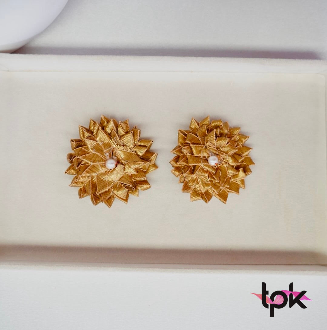 Handmade Gotta Hair Clips Pair - Dark Gold