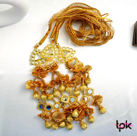 Kundan Mirror Punjabi Paranda with Golden Tassels