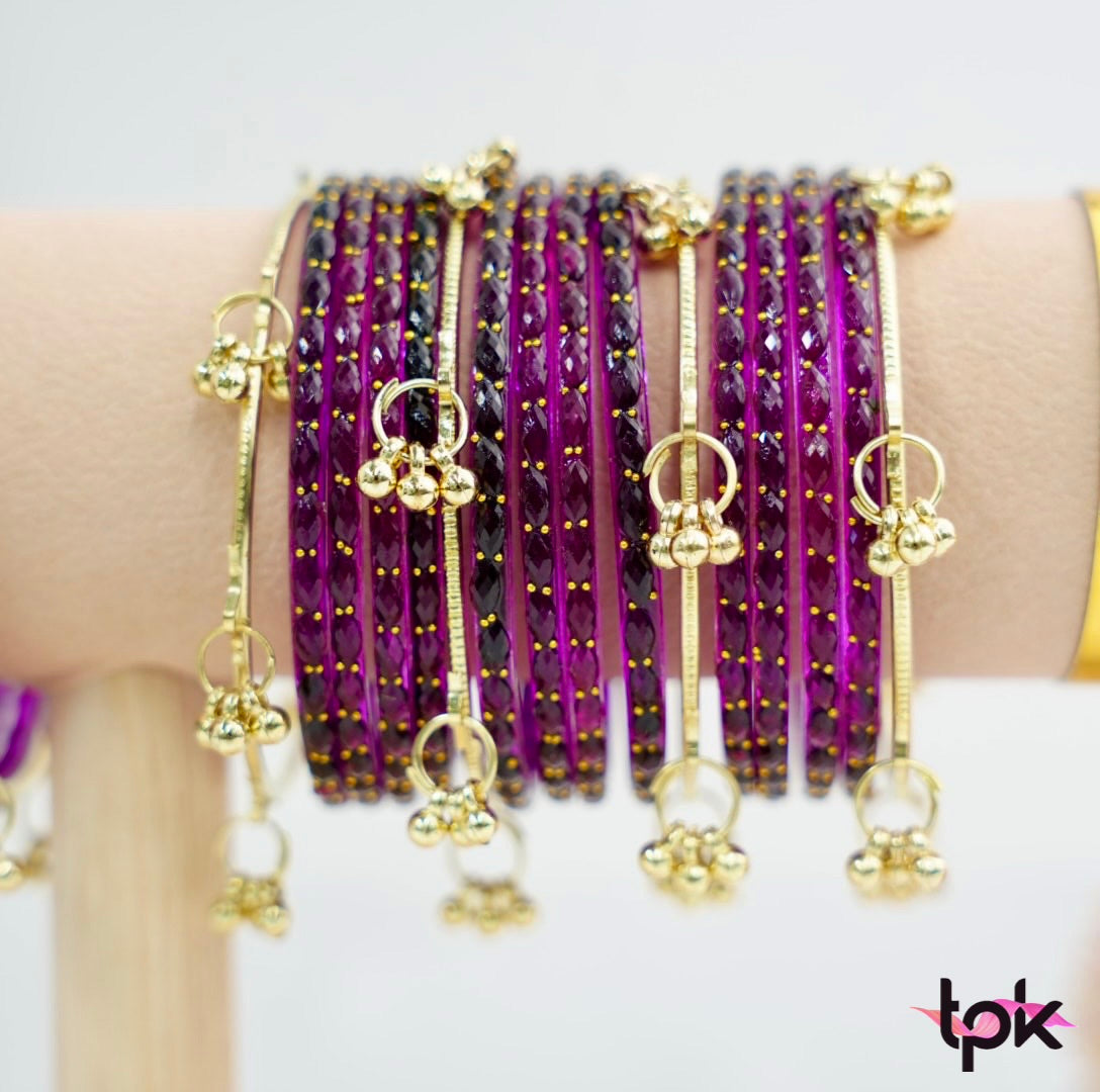 Rain drop Glass Bangle - Purple