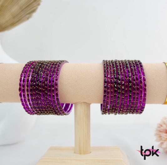 Rain drop Glass Bangle - Purple