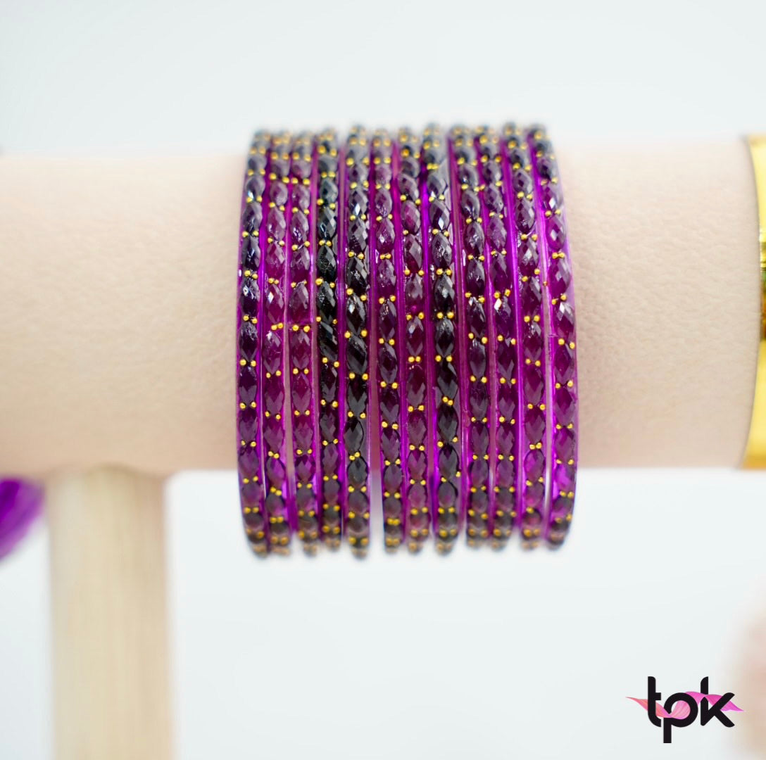 Rain drop Glass Bangle - Purple