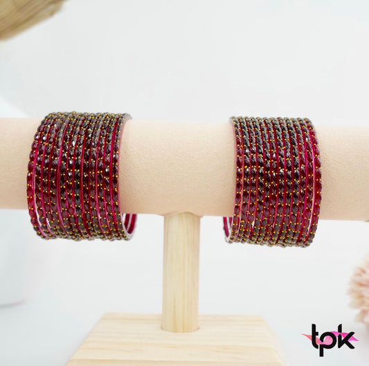 Rain drop Glass Bangle - Maroon
