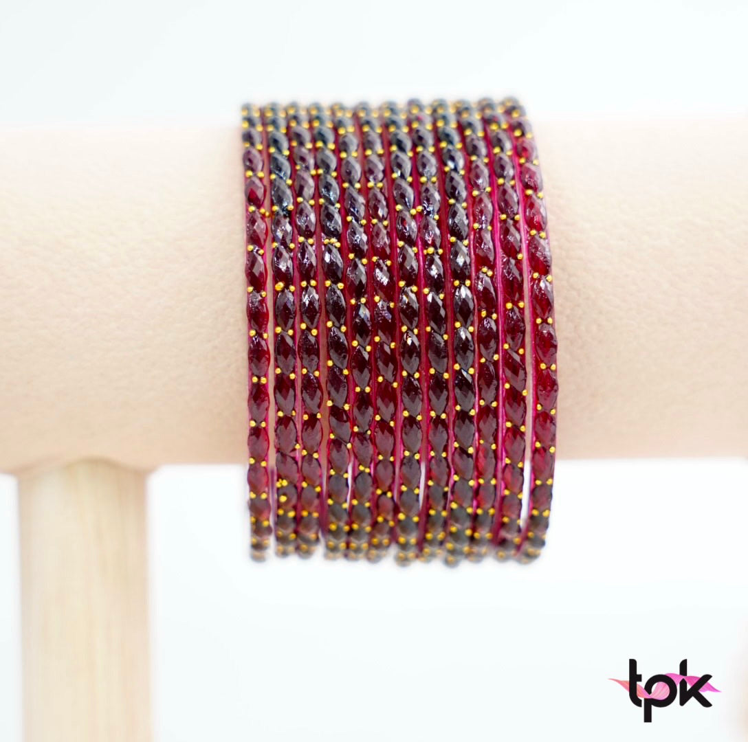 Rain drop Glass Bangle - Maroon