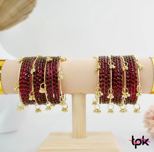 Rain drop Glass Bangle - Maroon