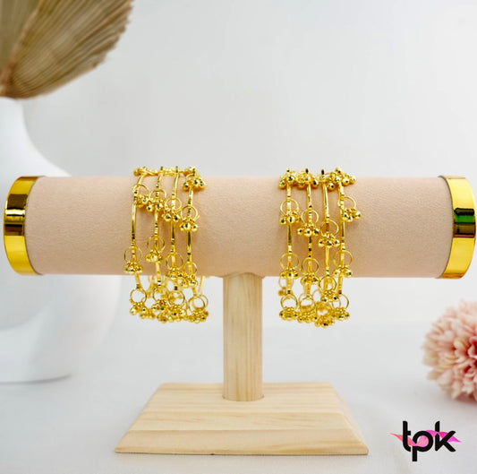 Kashmiri Ghungroo Bangles Pair in Dark Gold (Set of 4)