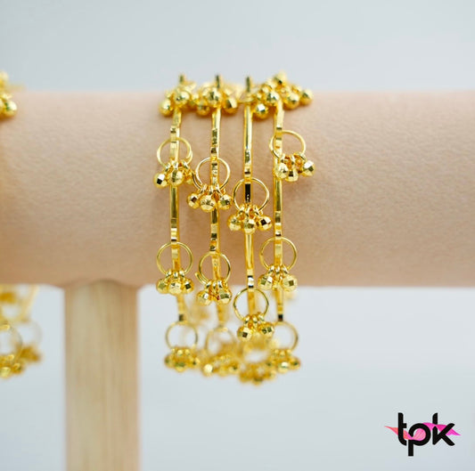 Kashmiri Ghungroo Bangles Pair in Dark Gold (Set of 4)