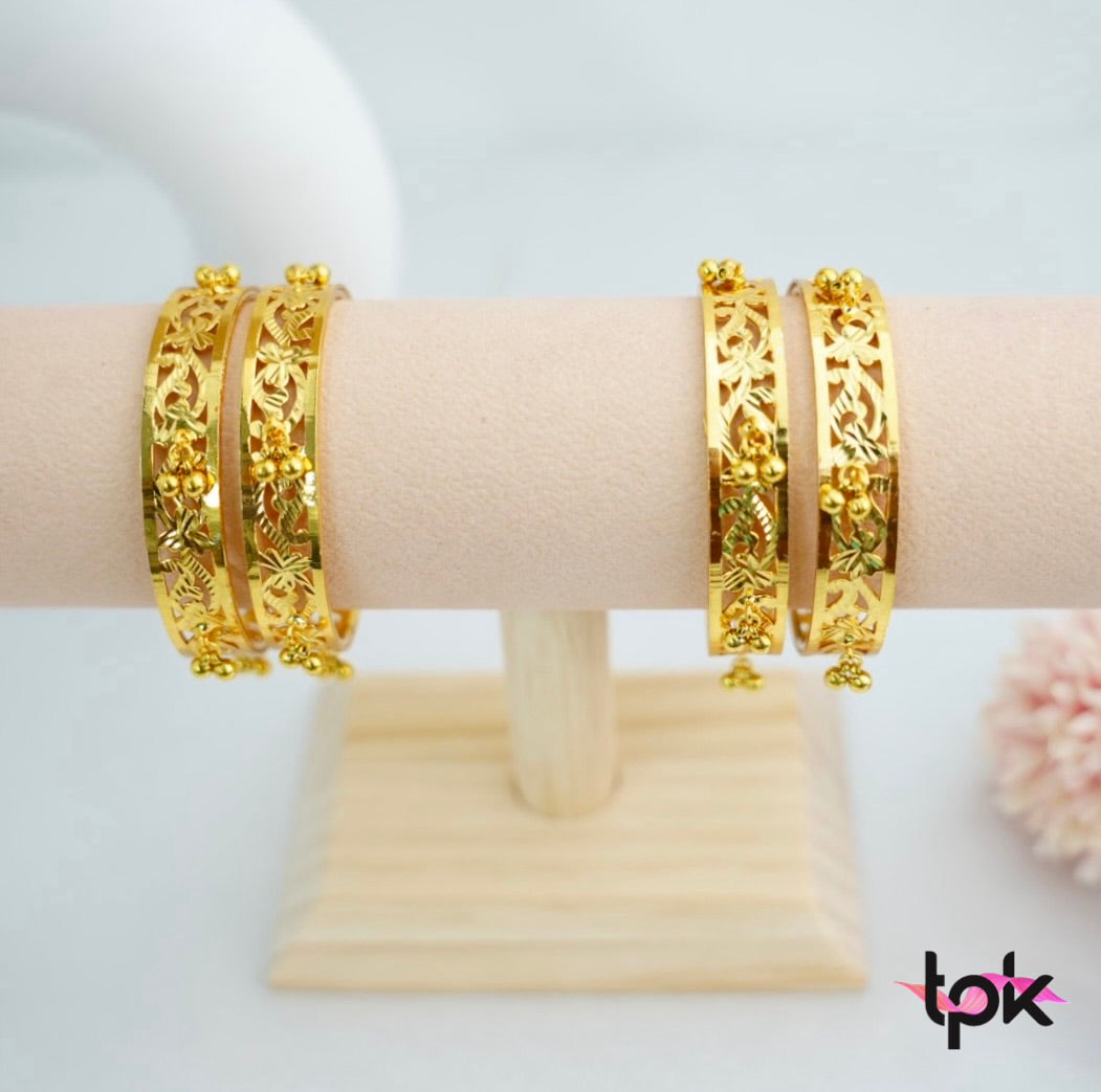 Gold Plated Ghungroo Bangles Pair (Copper Base)