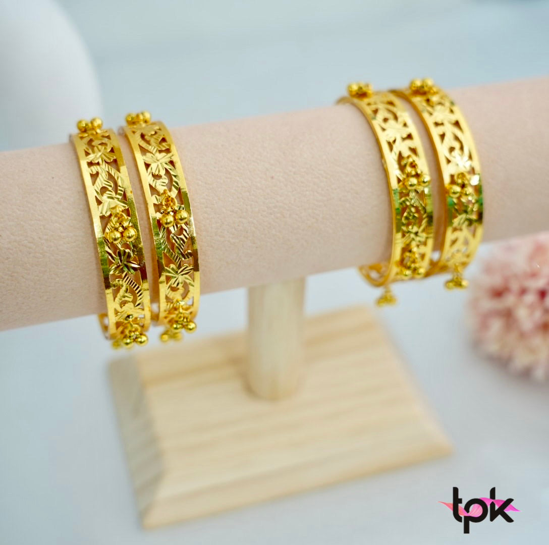 Gold Plated Ghungroo Bangles Pair (Copper Base)