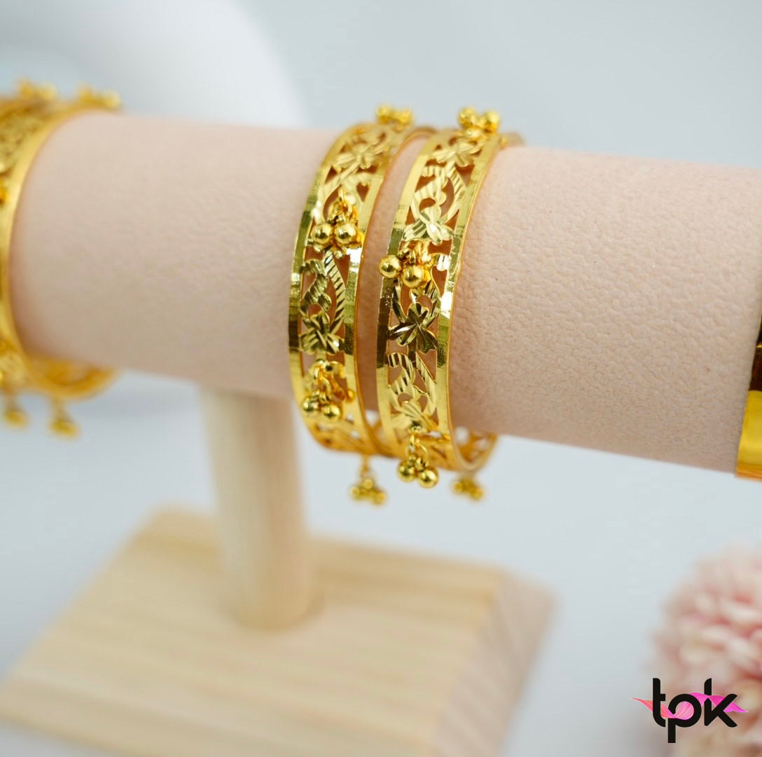 Gold Plated Ghungroo Bangles Pair (Copper Base)