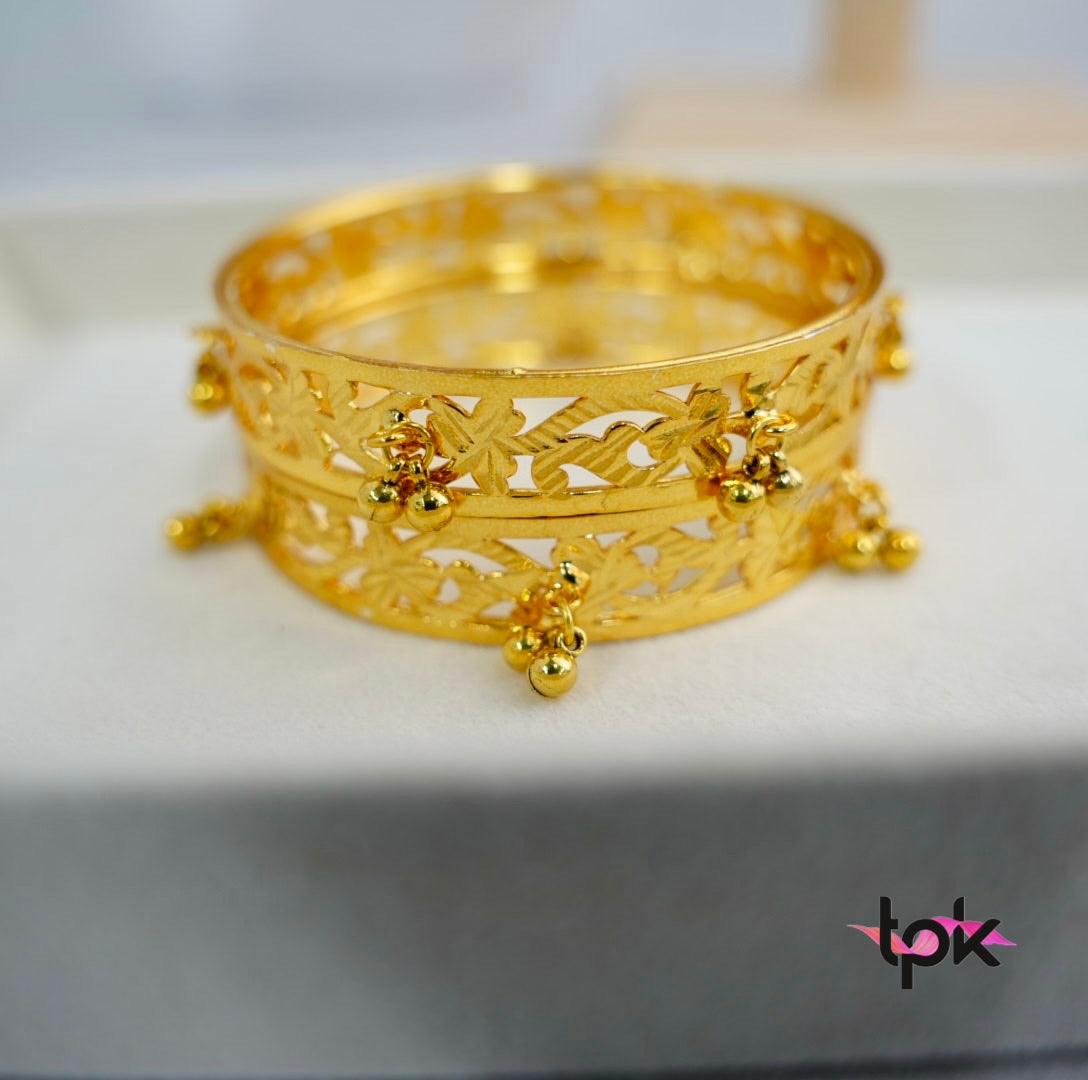 Gold Plated Ghungroo Bangles Pair (Copper Base)