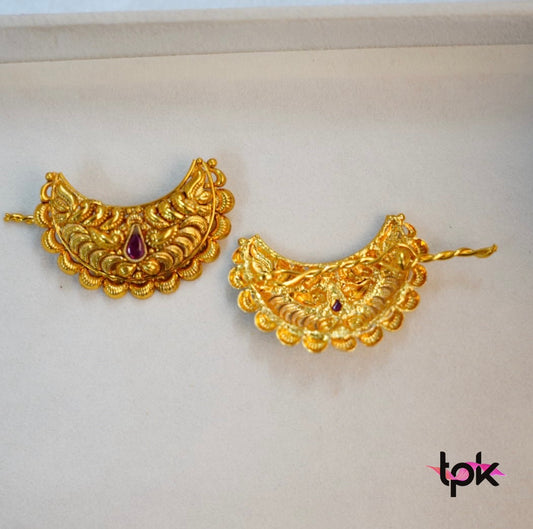 Gold Plated Chand Hair Clips Pair (Copper Base)