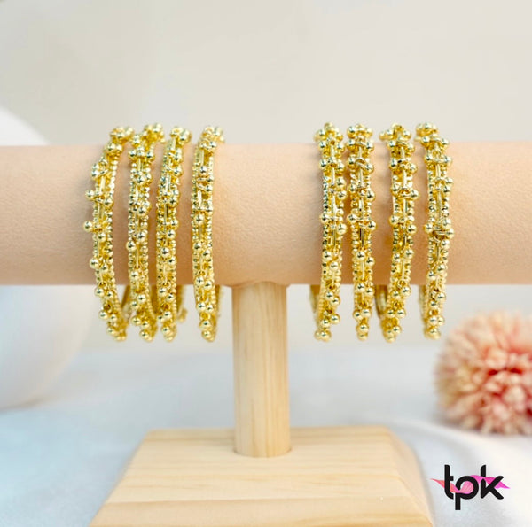 Kashmiri Ghungroo Kada Pair in Light Gold (Set of 2)