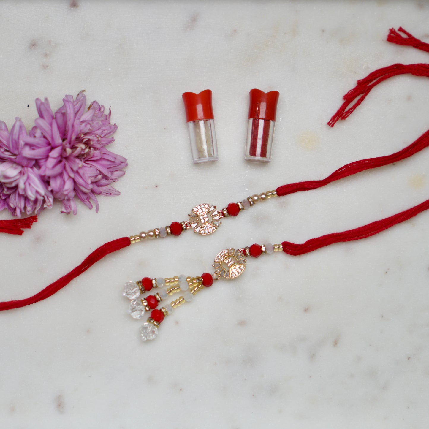 Veera Bhabi Rakhi Combo set in American Diamond