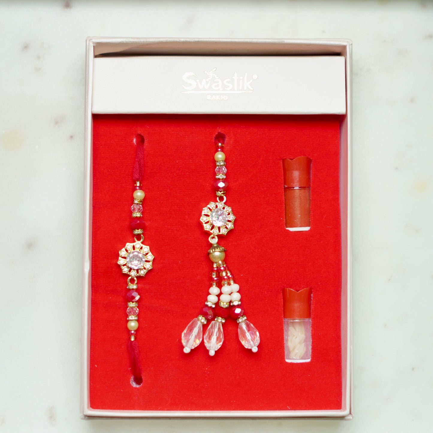 Veera Bhabi Rakhi Combo set in American Diamond