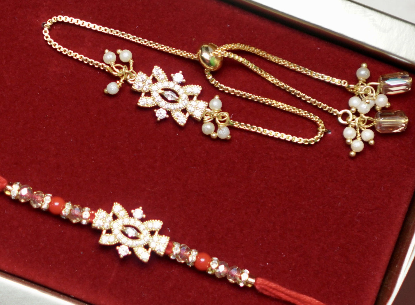Veera Bhabi Rakhi Combo set in American Diamond