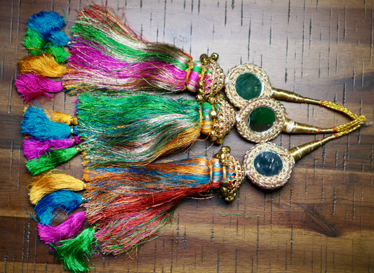 Muti-color Mirror Paranda With Ghungroo