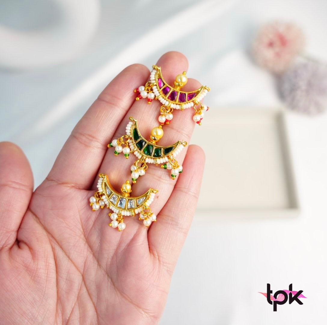 Pachi Kundan Chand Hair Pin - Small