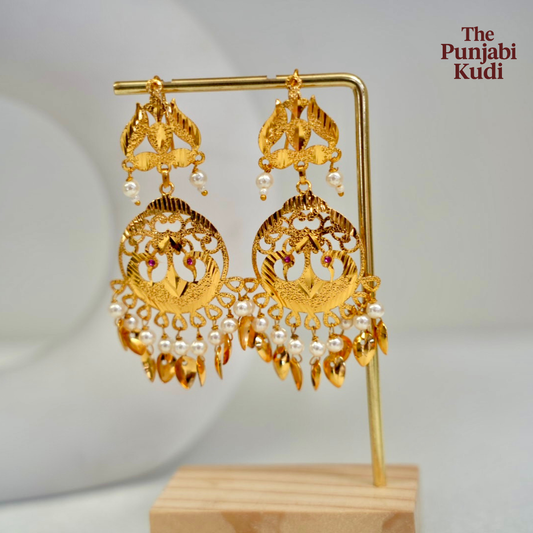 Gold Finished Morni Earrings Tikka Set