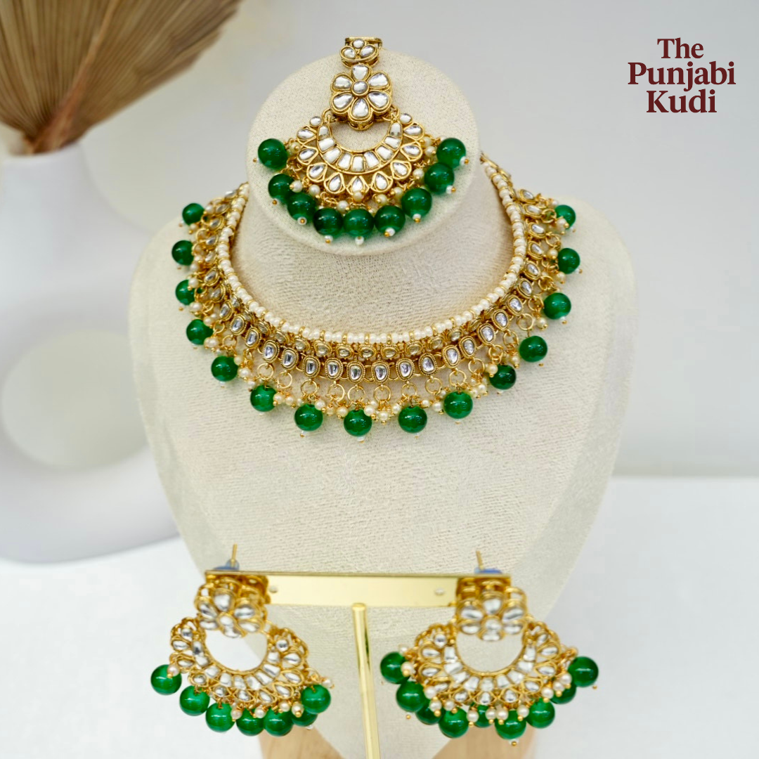 Emerald Green Kundan Choker Set