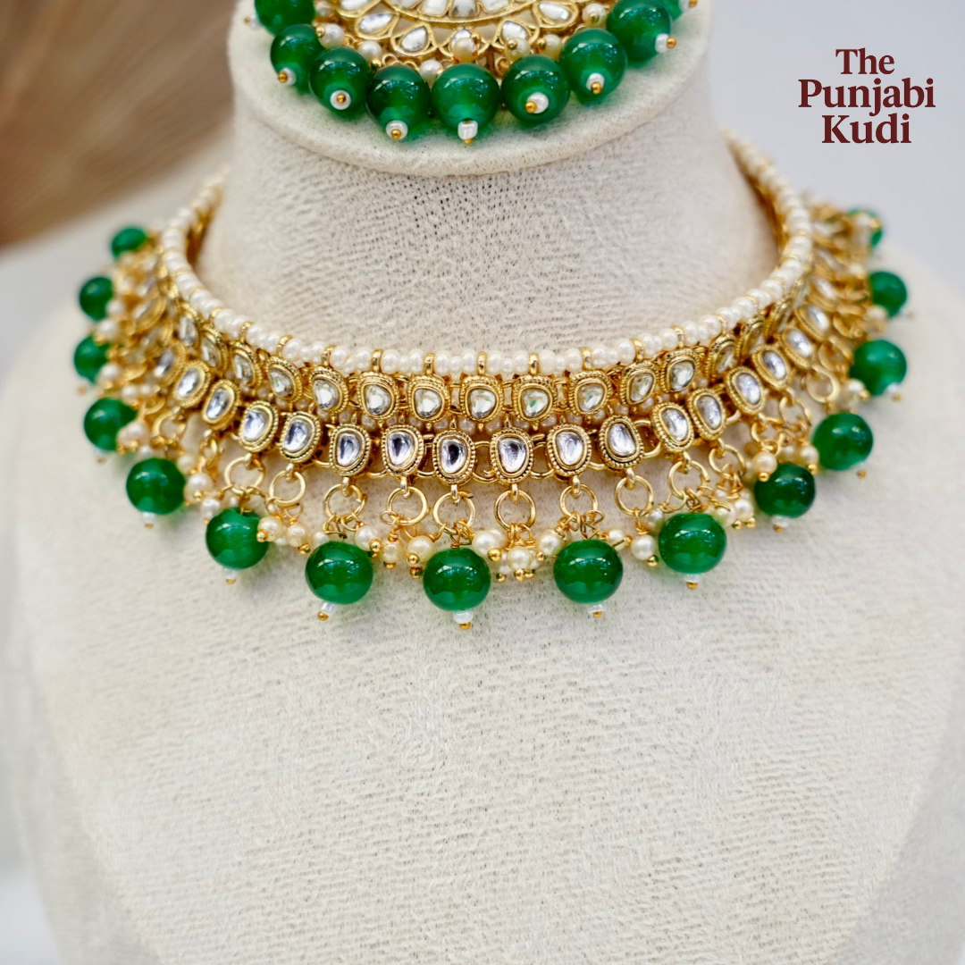 Emerald Green Kundan Choker Set
