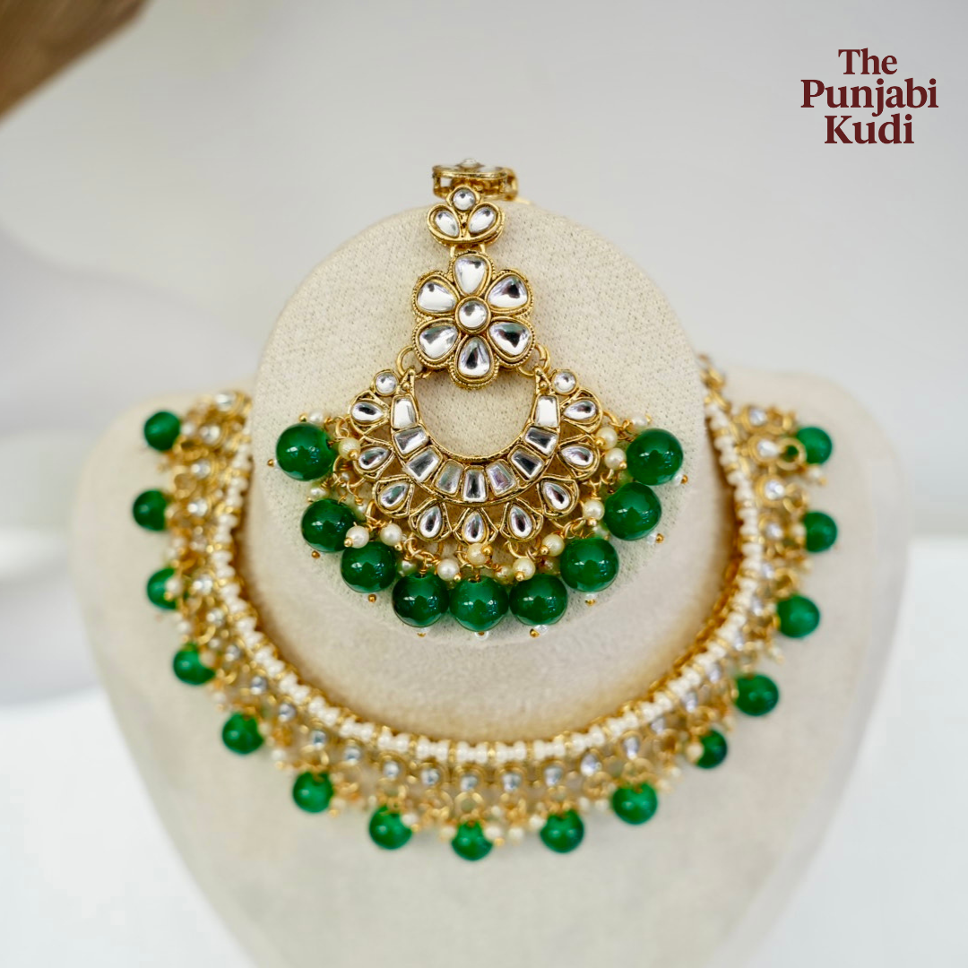 Emerald Green Kundan Choker Set