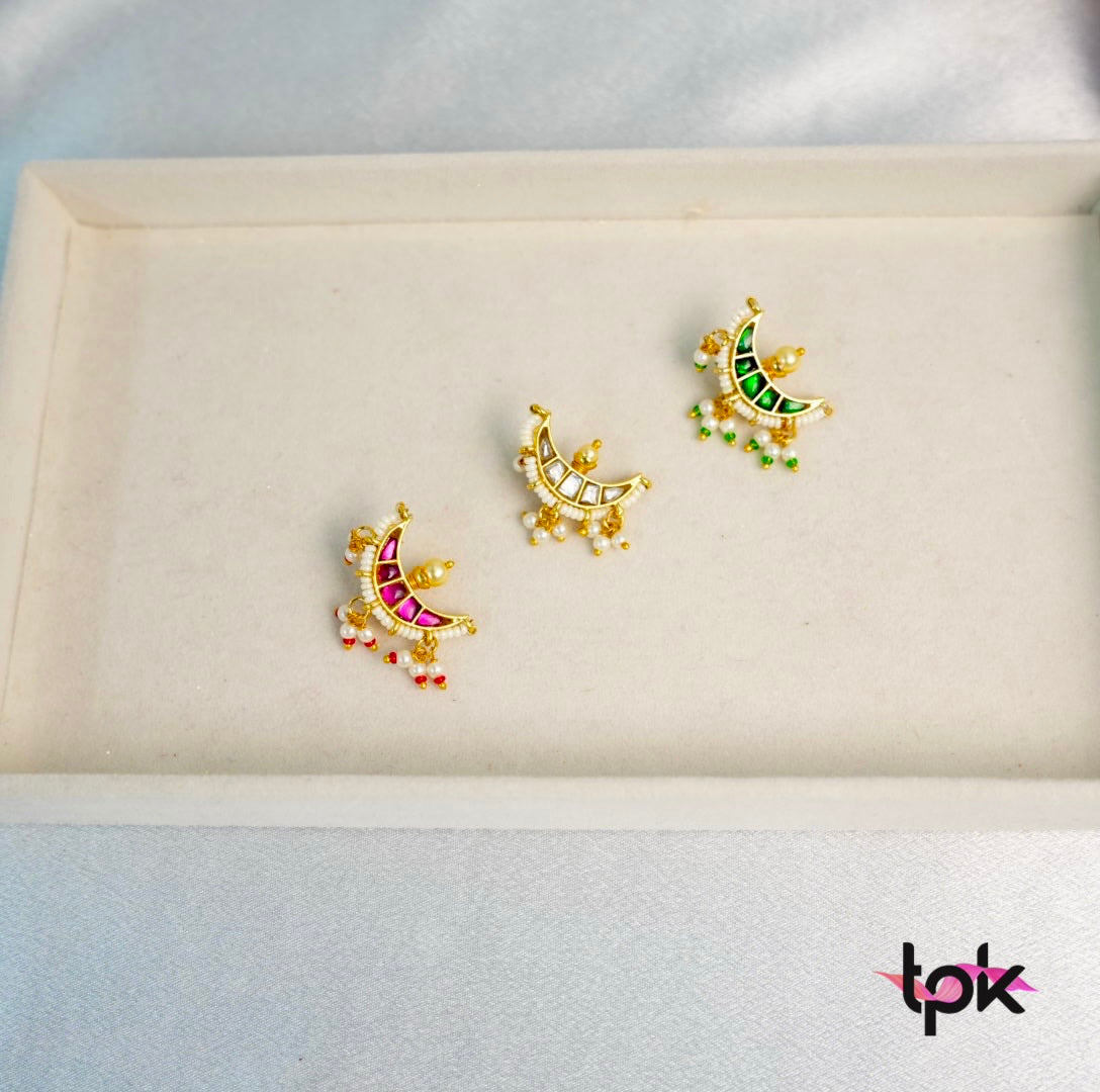 Pachi Kundan Chand Hair Pin - Small