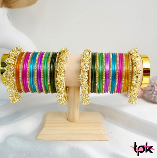 Multicolor Jelly Glass Bangle Stack