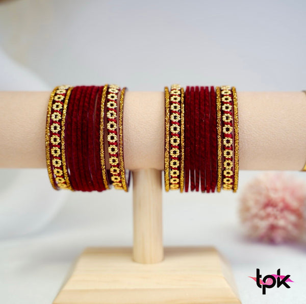 Velvet Glass Bangle Collection - Maroon