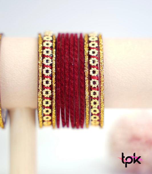Velvet Glass Bangle Collection - Maroon