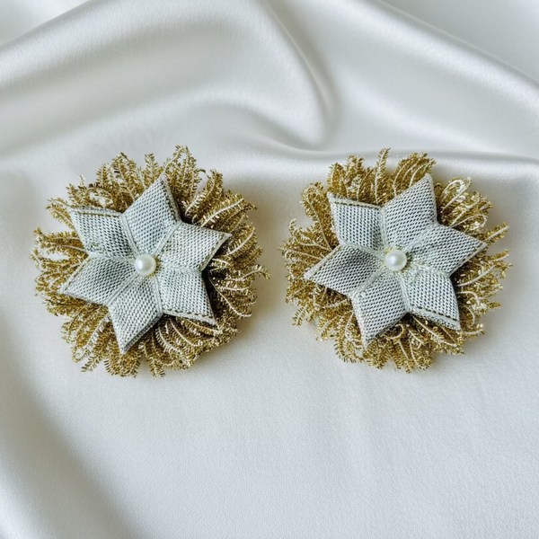 Handmade Gotta Hair Clips Pair - Light Gold