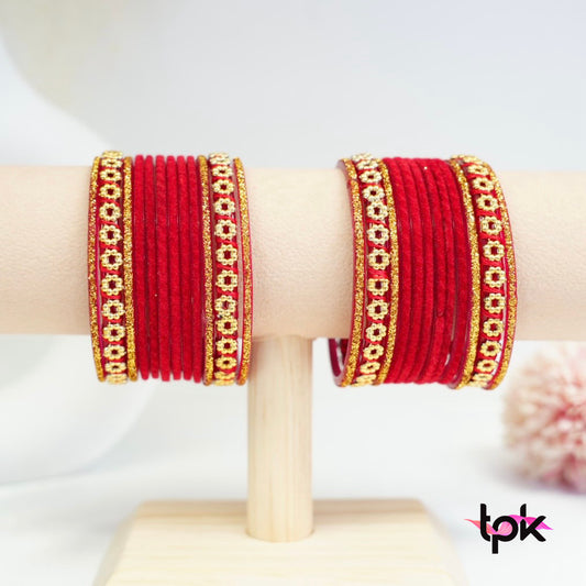 Velvet Glass Bangle Collection - Red