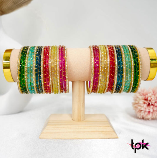 Multicolor Rain drop Glass Bangle Stack