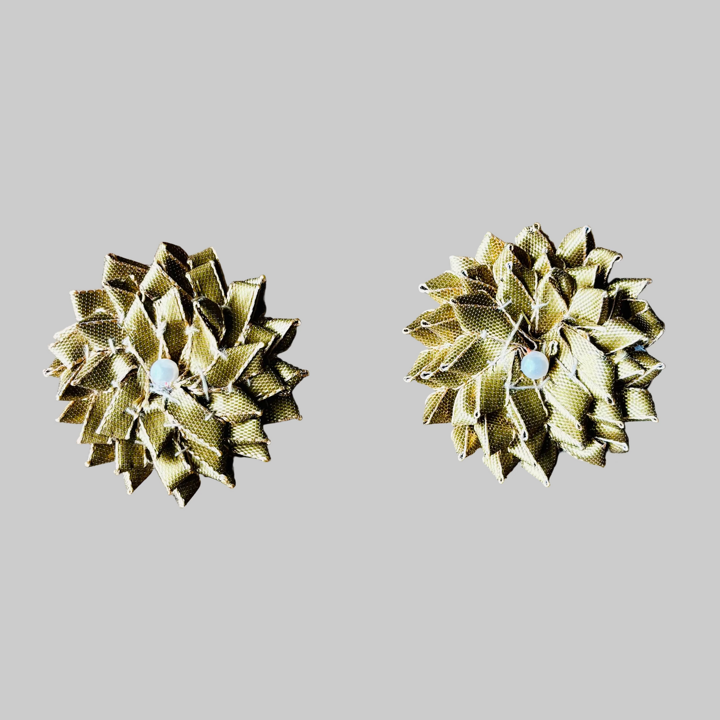 Handmade Gotta Hair Clips Pair - Dark Gold