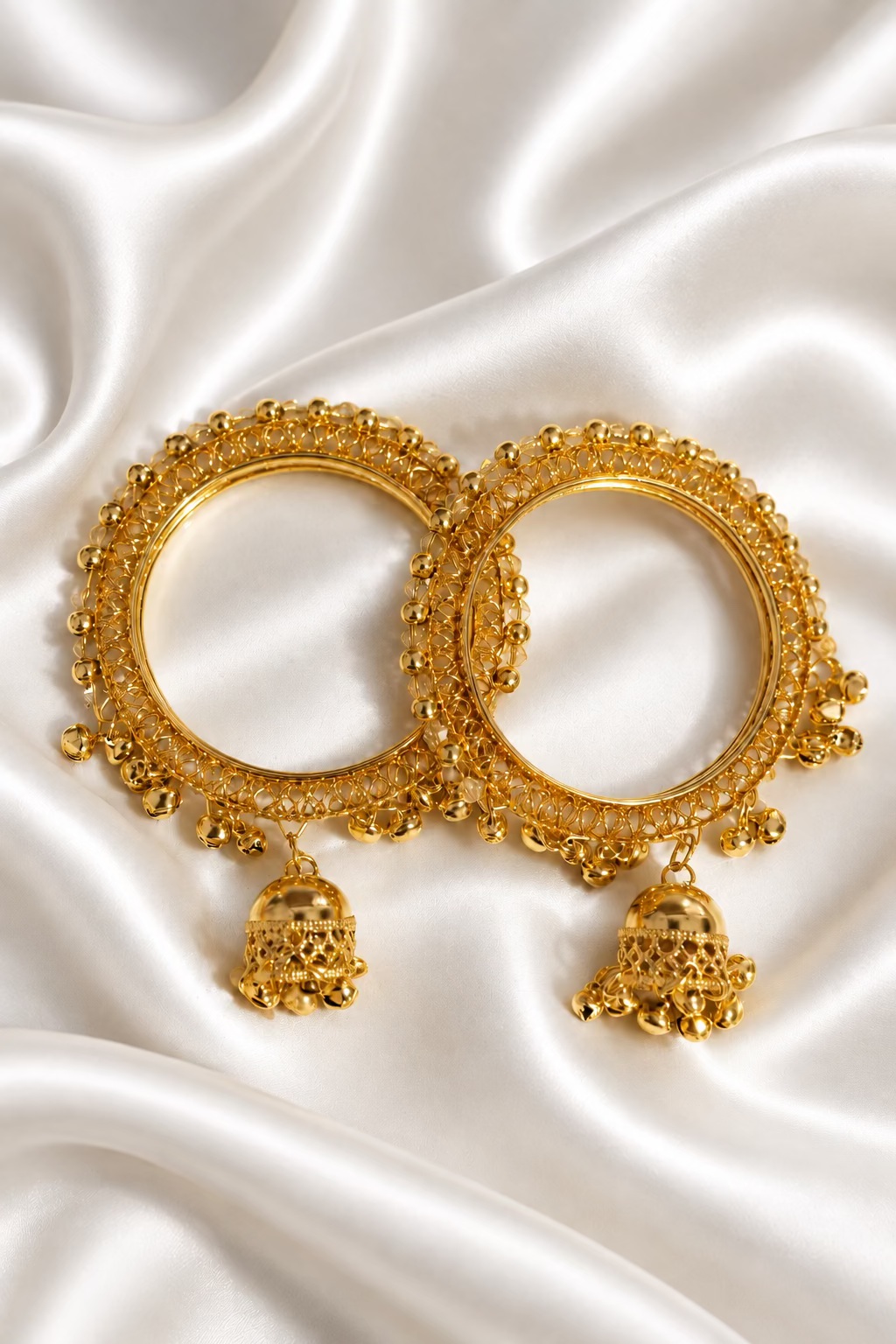Golden Ghungroo kangan with latkan (Set of 2)