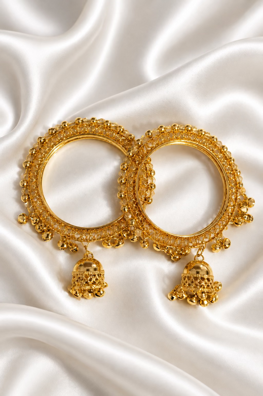Golden Ghungroo kangan with latkan (Set of 2)