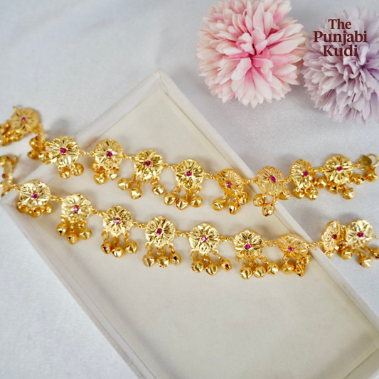 Micro Gold Plated Punjabi Payal (Anklet) Pair