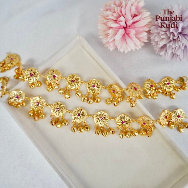 Micro Gold Plated Punjabi Payal (Anklet) Pair