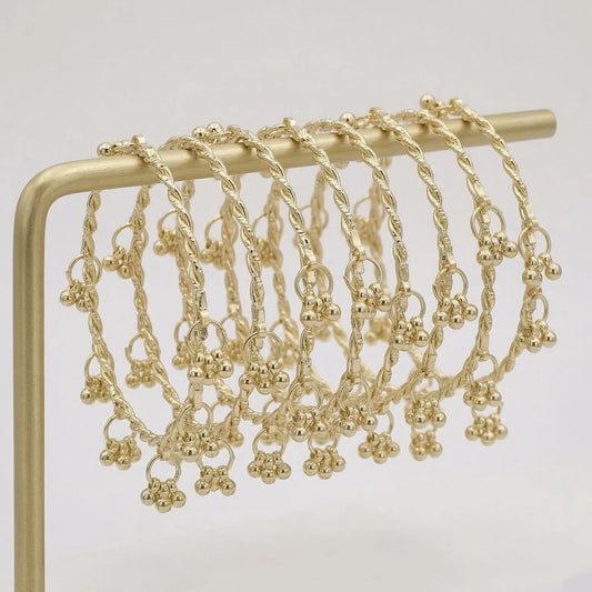 Kashmiri Ghungroo Bangles Pair in Light Gold (Set of 4)