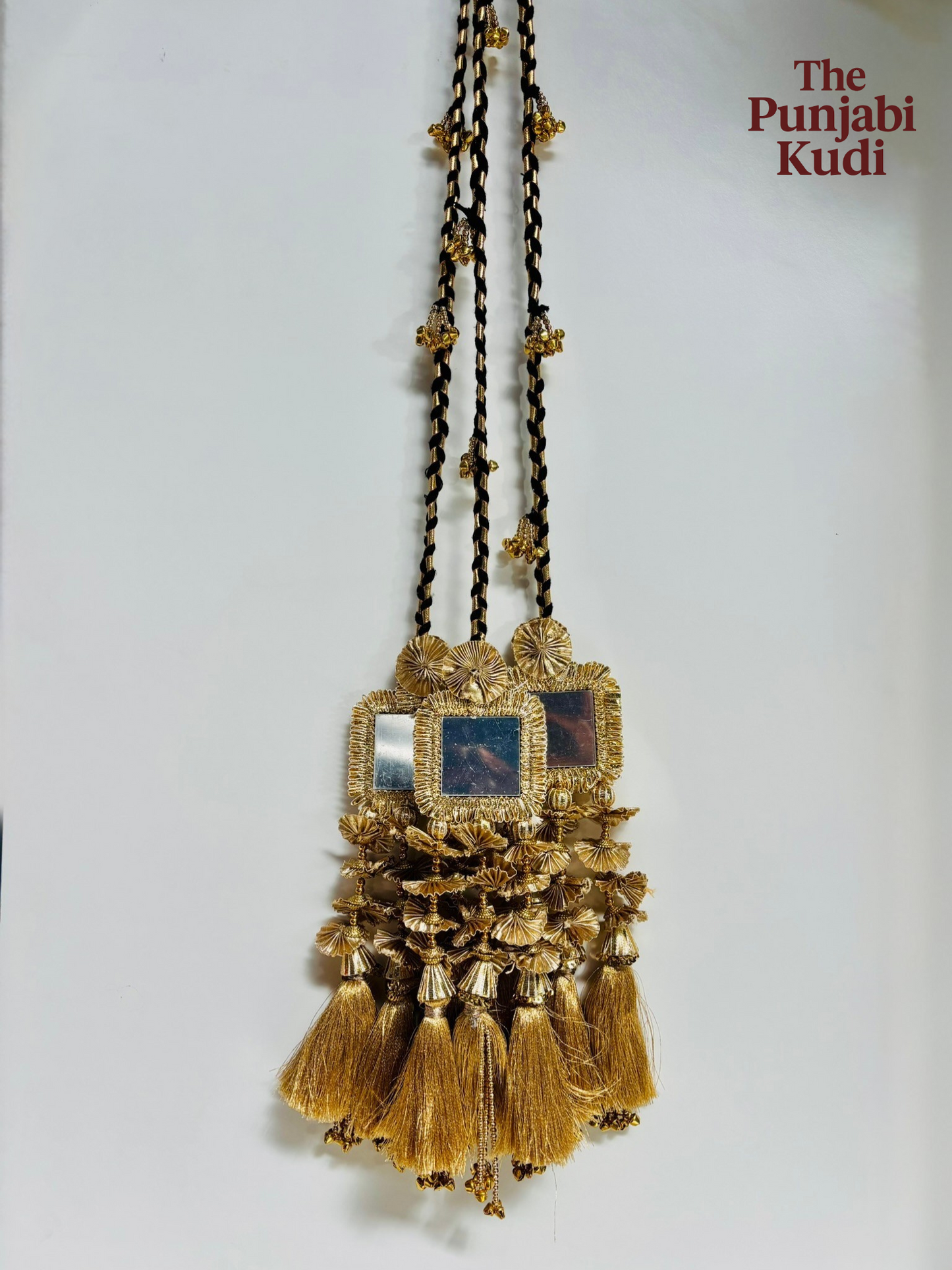 Ghungroo Large Mirror Punjabi Paranda – Traditional Hair Accessory
