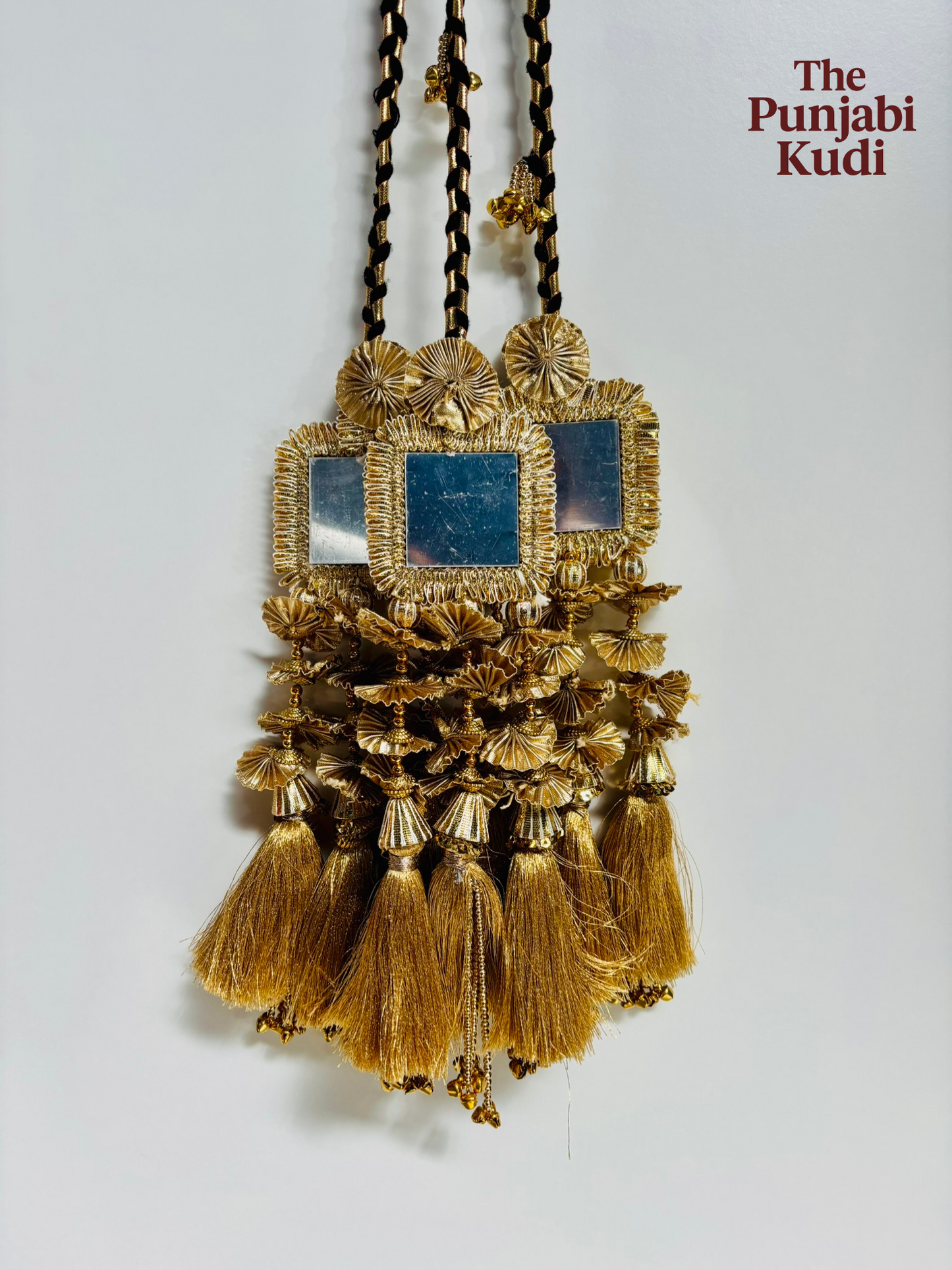 Ghungroo Large Mirror Punjabi Paranda – Traditional Hair Accessory