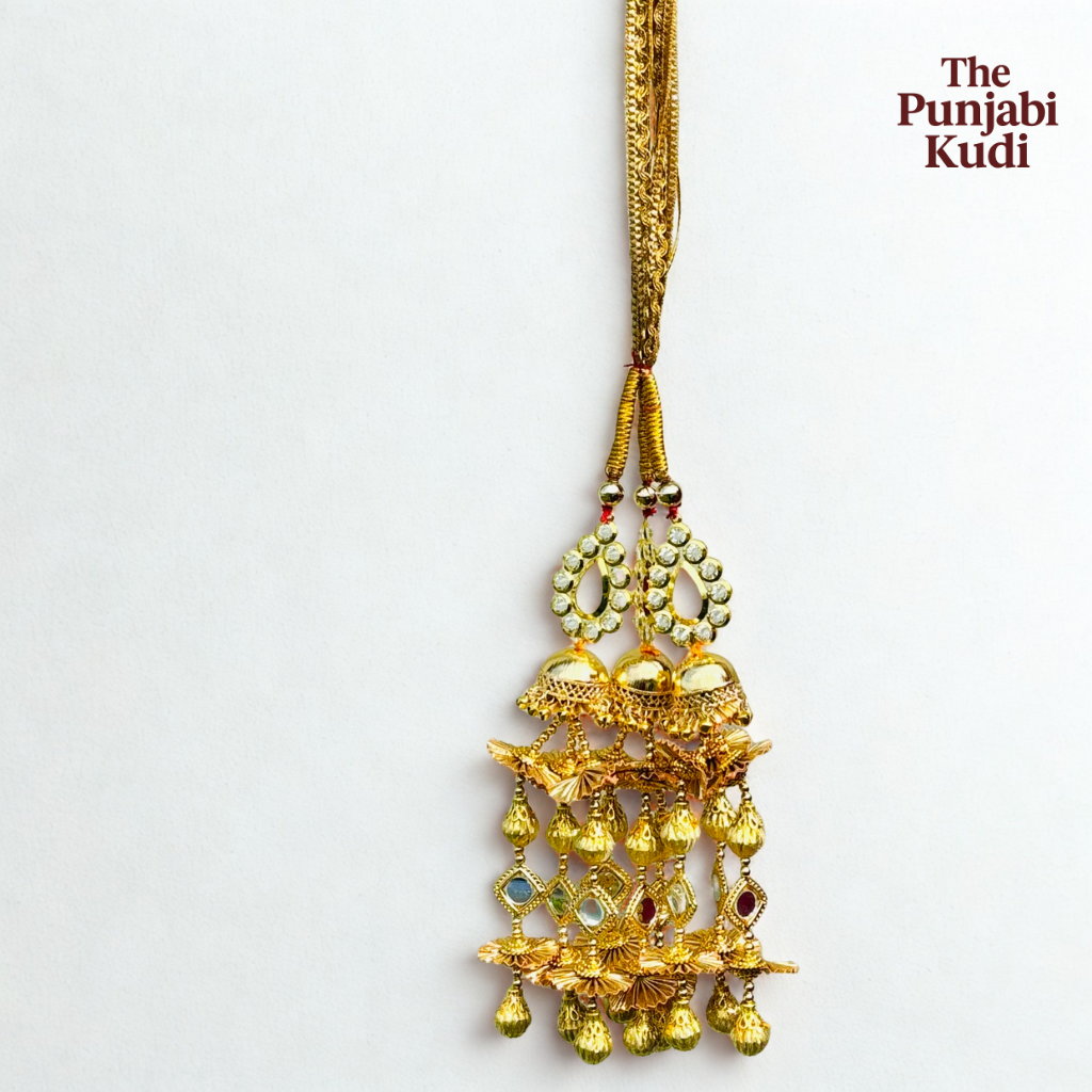Kundan Mirror Punjabi Paranda with Golden Tassels