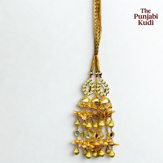 Kundan Mirror Punjabi Paranda with Golden Tassels