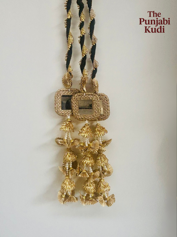 Golden Mirror Paranda – Traditional Punjabi Hair Accessory