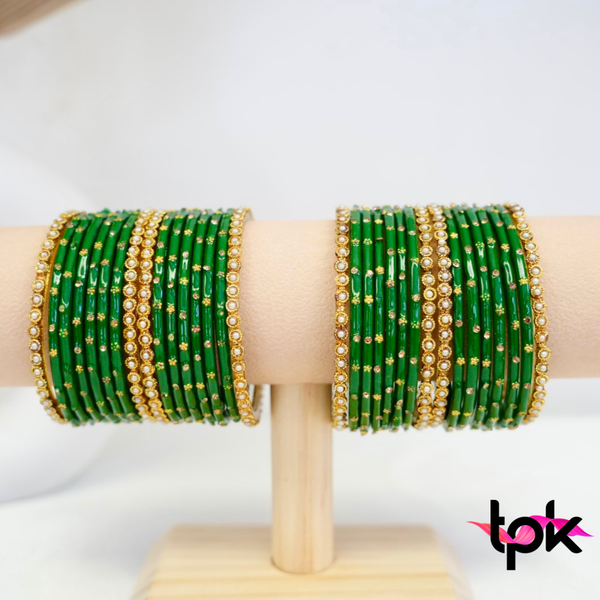 Dark Green Glass Bangle Set