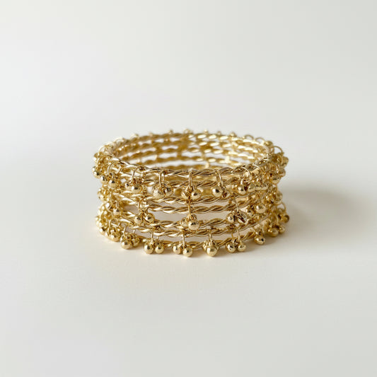 Kashmiri Ghungroo Bangles Pair in Light Gold (Set of 4)